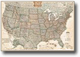 US Political Wall Map (Antique Tones)