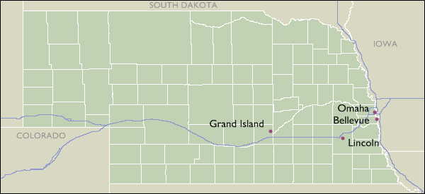 City Wall Maps of Nebraska