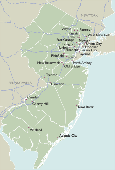 New Jersey City Zip Code Wall Maps