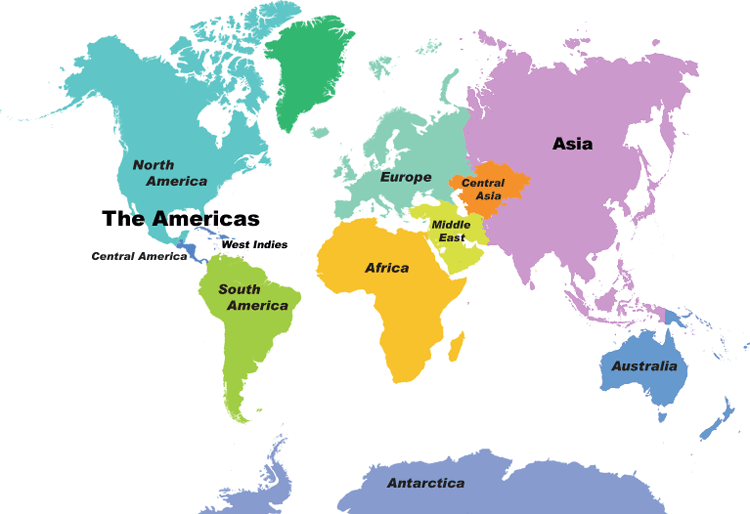 continents of world. Continent Wall Maps