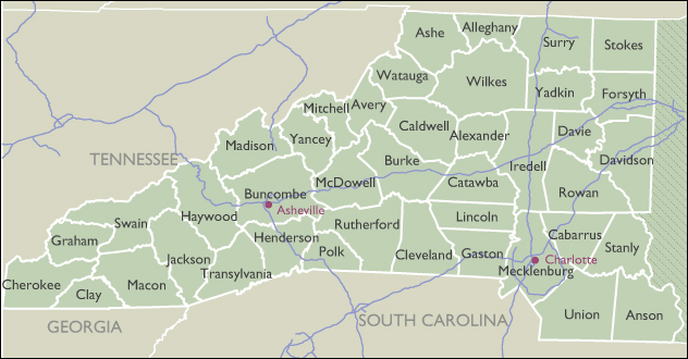 County Wall Maps of North Carolina