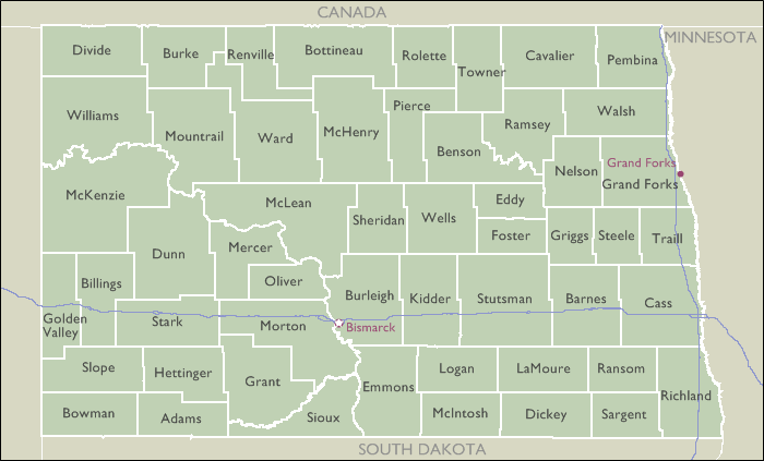 County Wall Maps of North Dakota