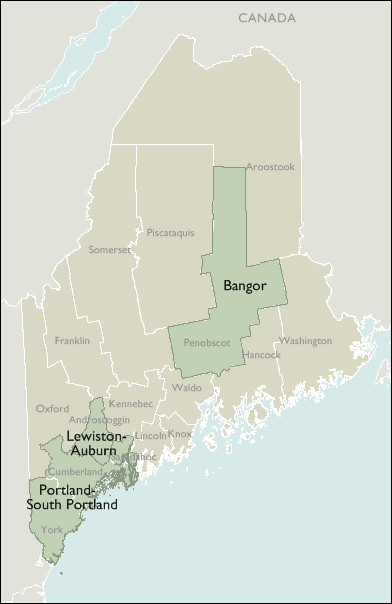Metro Area Wall Maps of Maine