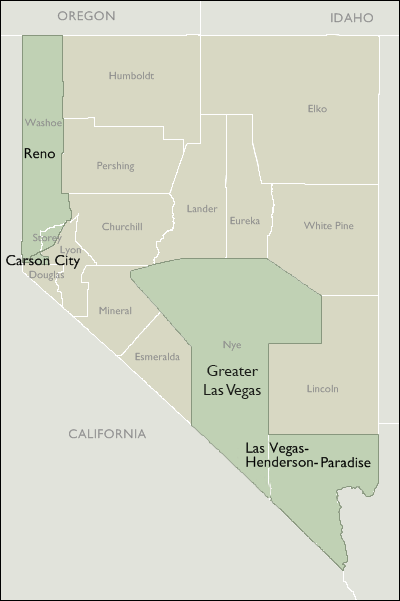 Metro Area Wall Maps of Nevada