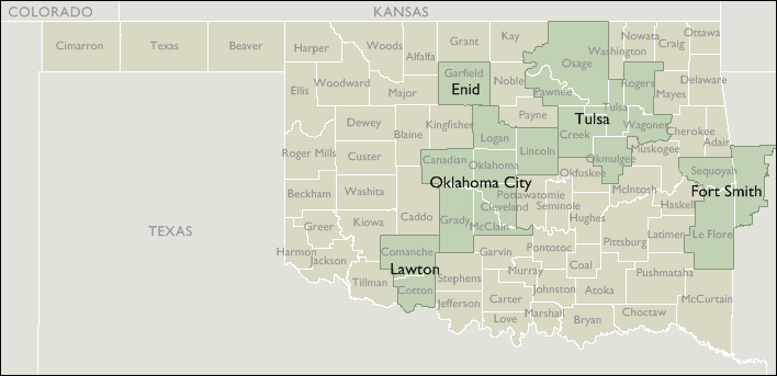 Metro Area Wall Maps of Oklahoma