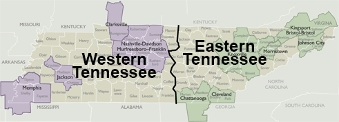 Metro Area Wall Maps of Tennessee