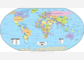 World Political Wall Map - Robinson Projection