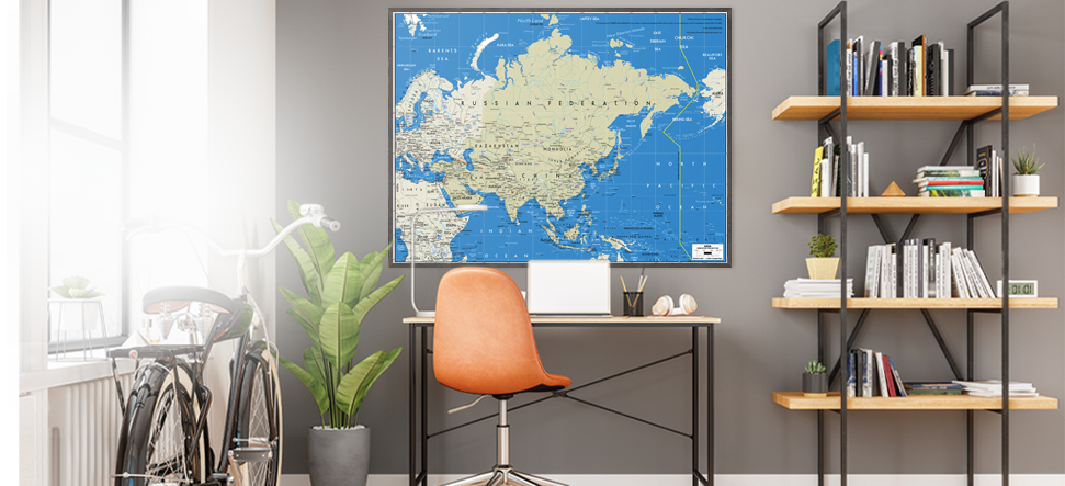 Interior decor wall maps for your home office.