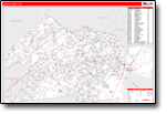 Red Line County Zip Code Wall Map