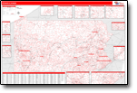 Red Line State Zip Code Wall Maps