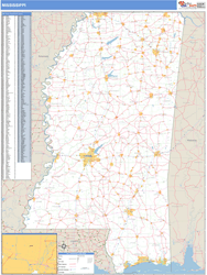 Mississippi Zip Code Wall Map