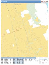 Milpitas Zip Code Wall Map by MarketMAPS
