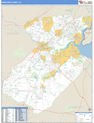 Middlesex, Nj Zip Code Wall Map