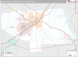 Auburn-Opelika, AL Metro Area Zip Code Wall Map by MarketMAPS!