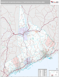 Bridgeport, CT Metro Area Zip Code Wall Map by MarketMAPS!
