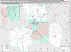 Columbus, GA Metro Area Zip Code Wall Map by MarketMAPS!