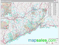 Danbury, CT Metro Area Zip Code Wall Map by MarketMAPS!