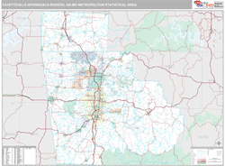 Fayetteville-Springdale-Rogers, AR Metro Area Zip Code Wall Map by MarketMAPS!