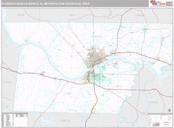 Florence, AL Metro Area Zip Code Wall Map by MarketMAPS!