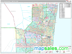 Fort Lauderdale, FL Metro Area Zip Code Wall Map by MarketMAPS!