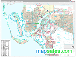 Fort Myers-Cape Coral, FL Metro Area Wall Map by MarketMAPS!