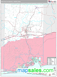 Fort Walton Beach, FL Metro Area Zip Code Wall Map by MarketMAPS!