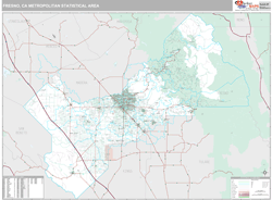 Fresno, CA Metro Area Zip Code Wall Map by MarketMAPS!