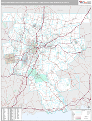 Hartford, CT Metro Area Zip Code Wall Map by MarketMAPS!