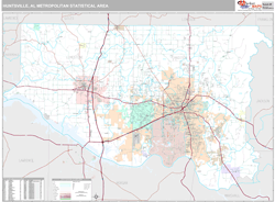 Huntsville, AL Metro Area Zip Code Wall Map by MarketMAPS!