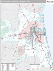 Jacksonville, FL Metro Area Wall Map by MarketMAPS!