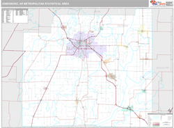 Jonesboro, AR Metro Area Zip Code Wall Map by MarketMAPS!