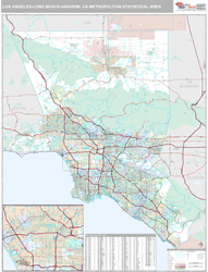 Los Angeles-Long Beach, CA Metro Area Zip Code Wall Map by MarketMAPS!