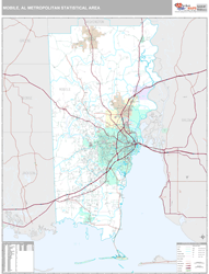 Mobile, AL Metro Area Zip Code Wall Map by MarketMAPS!