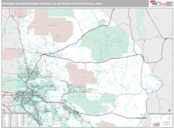 Riverside-San Bernardino, CA Metro Area Wall Map by MarketMAPS!