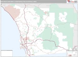 San Diego, CA Metro Area Zip Code Wall Map by MarketMAPS!