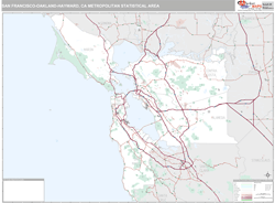 San Francisco, CA Metro Area Wall Map by MarketMAPS!