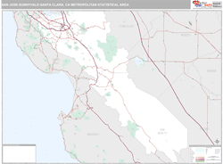 San Jose, CA Metro Area Zip Code Wall Map by MarketMAPS!