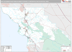 San Luis Obispo-Atascadero-Paso Robles, CA Metro Area Wall Map by MarketMAPS!