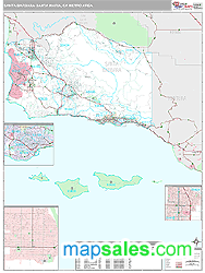 Santa Barbara-Santa Maria-Lompoc, CA Metro Area Wall Map by MarketMAPS!