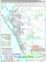 Sarasota-Bradenton, FL Metro Area Wall Map by MarketMAPS!