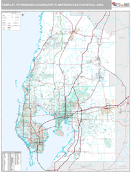 Tampa-St Petersburg-Clearwater, FL Metro Area Wall Map by MarketMAPS!