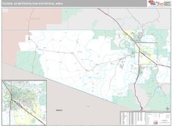 Tucson, AZ Metro Area Zip Code Wall Map by MarketMAPS!