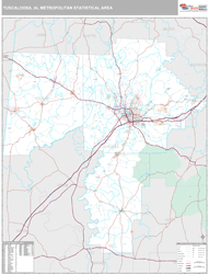 Tuscaloosa, AL Metro Area Zip Code Wall Map by MarketMAPS!