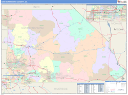 San Bernardino County, CA Wall Map Color Cast Style by MarketMAPS