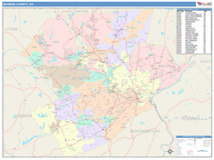 Monroe County, PA Wall Map Color Cast Style by MarketMAPS