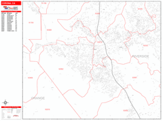 Corona Metro Area Zip Code Wall Map by MarketMAPS