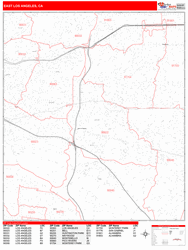 East Los Angeles Metro Area Zip Code Wall Map by MarketMAPS