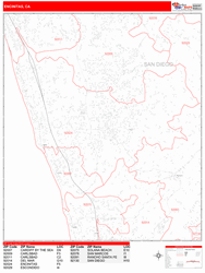Encinitas Metro Area Zip Code Wall Map by MarketMAPS