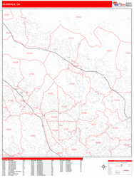 Glendale Metro Area Zip Code Wall Map by MarketMAPS