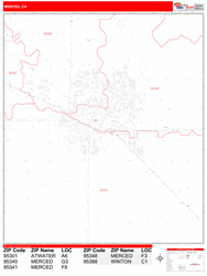Merced Metro Area Zip Code Wall Map by MarketMAPS